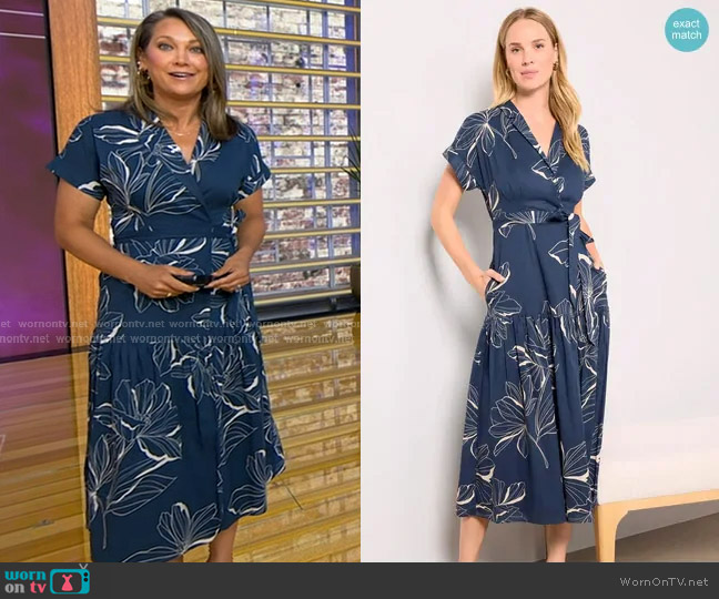 Hutch Rosen Dress in navy worn by Ginger Zee on Good Morning America