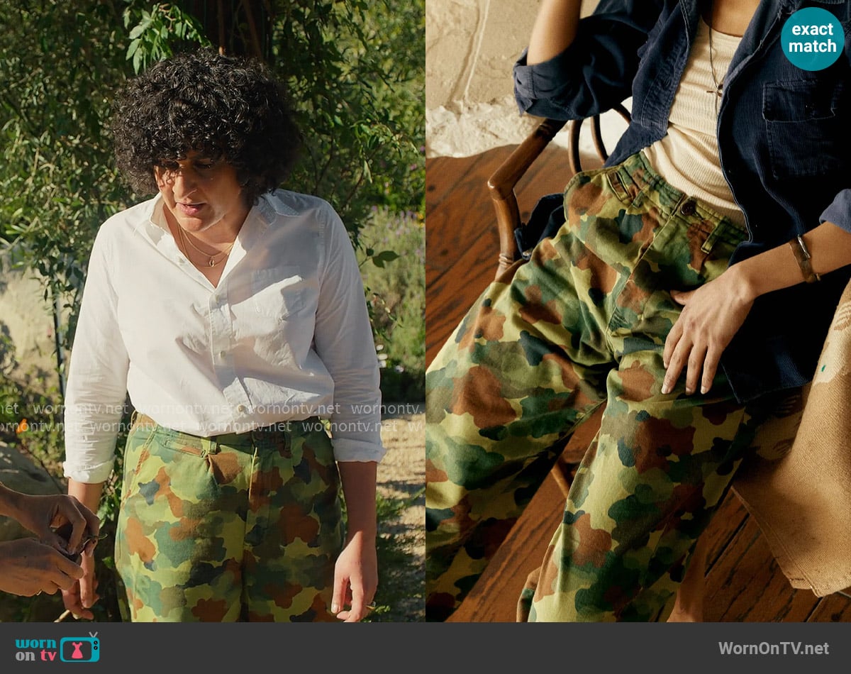 Imogene + Willie The Sonora Painted Camo Trouser worn by Samin Nosrat on With Love Meghan