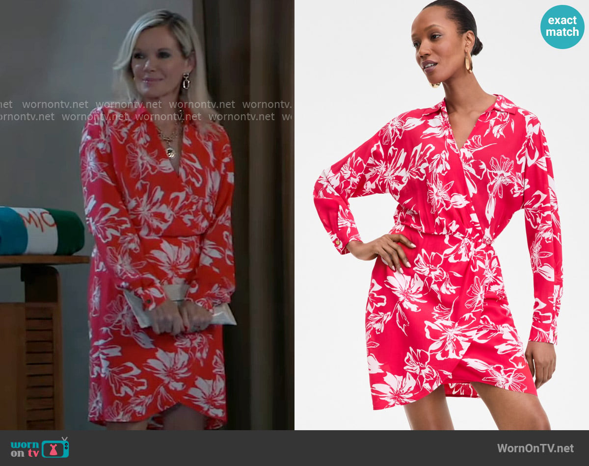 INC International Concepts Printed Twist-front Mini Dress worn by Ava Jerome (Maura West) on General Hospital