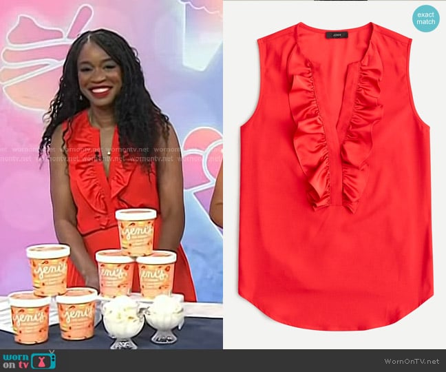 J. Crew Ruffle-front Top in satin crepe worn by Jamila Robinson on Today
