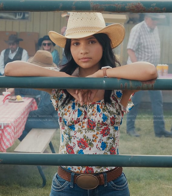 Jackie’s floral ruffle top on My Life with the Walter Boys