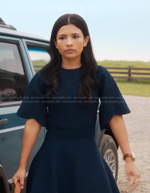Jackie’s navy flare mini dress on My Life with the Walter Boys