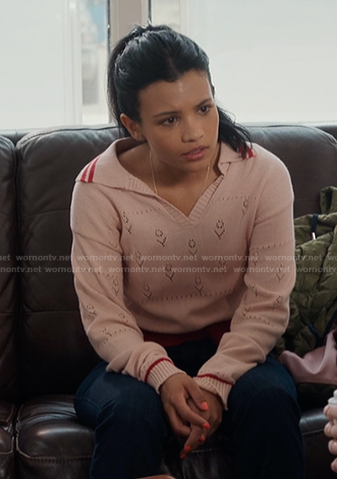 Jackie’s pink knit sweater on My Life with the Walter Boys