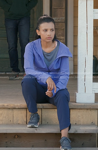 Jackie’s purple hooded jacket and sneakers on My Life with the Walter Boys