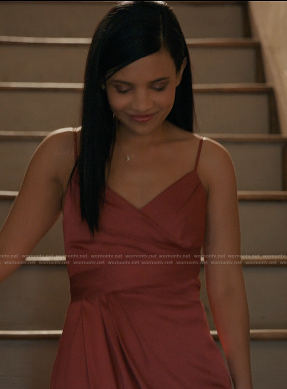 Jackie’s satin wrap dress on My Life with the Walter Boys