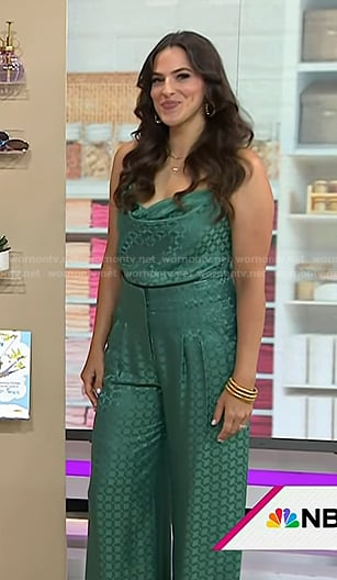 Janelle Lam’s green geometric print cami and pants on Today