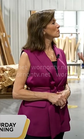 Janet’s pink belted vest on CBS Mornings