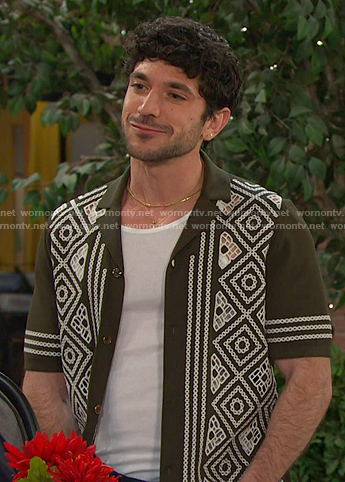 Javi’s green embroidered shirt on Days of our Lives