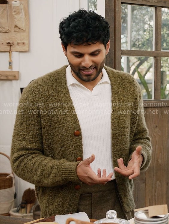 Jay Shetty’s green cardigan on With Love Meghan