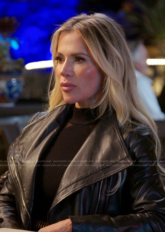Jennifer’s black leather jacket on The Real Housewives of Orange County