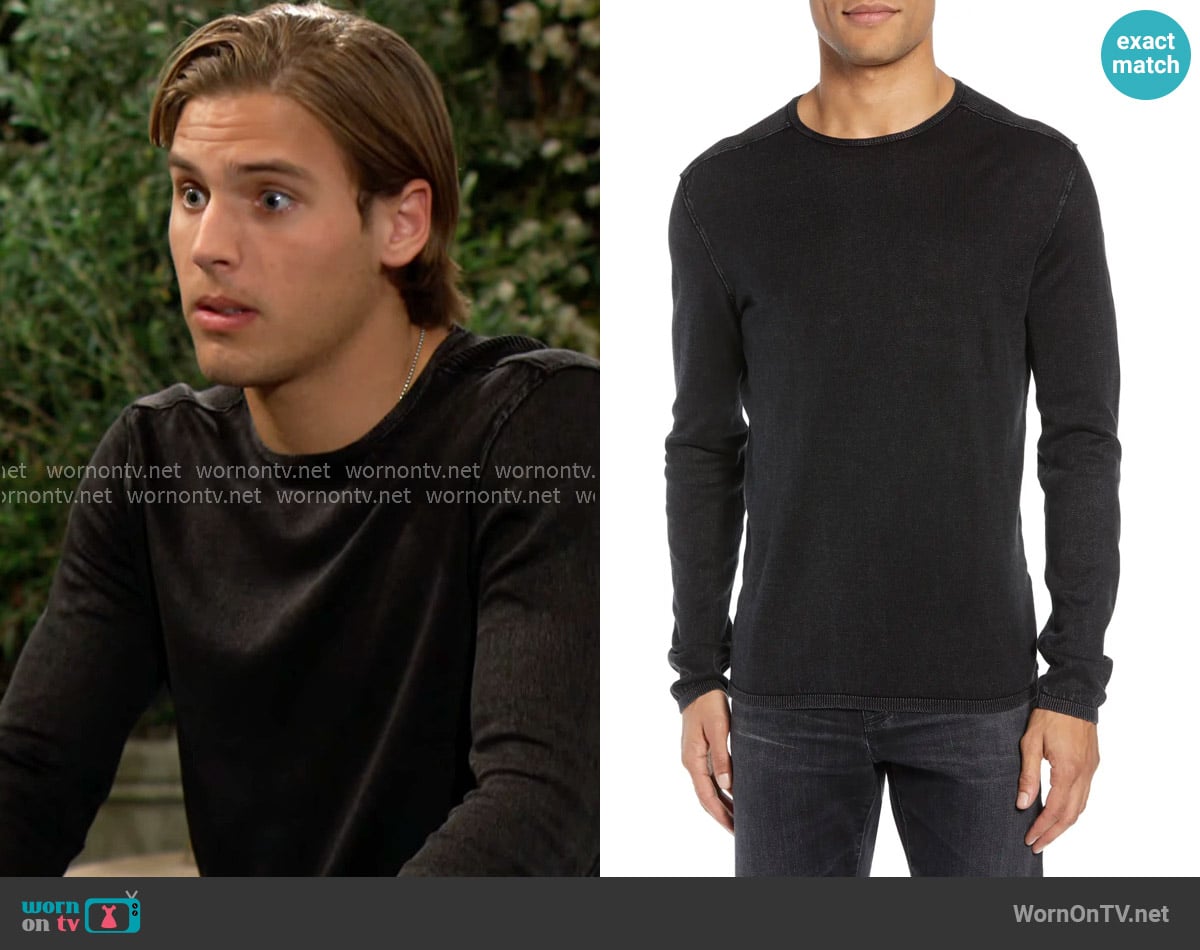 John Varvatos Walter Long Sleeve Acid Wash Crewneck T-Shirt worn by Will Spencer (Crew Morrow) on The Bold and the Beautiful