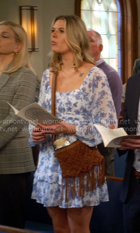 Josie’s blue floral dress on Leanne