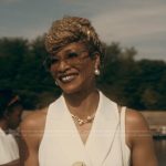 Judge Bradley’s white sleeveless jumpsuit on The Chi