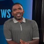 Justin’s contrast gray polo on E! News