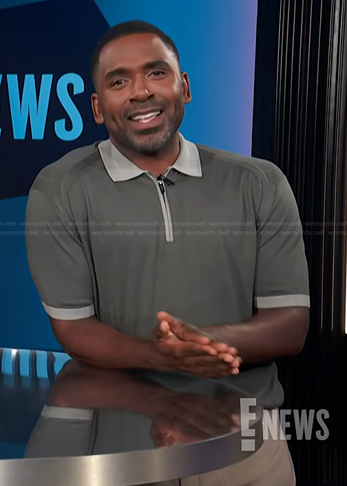 Justin’s contrast gray polo on E! News