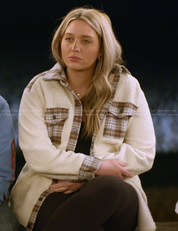 Kacie’s sherpa plaid pocket jacket on The McBee Dynasty Real American Cowboys