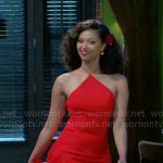 Kat’s red halter maxi dress on Beyond the Gates