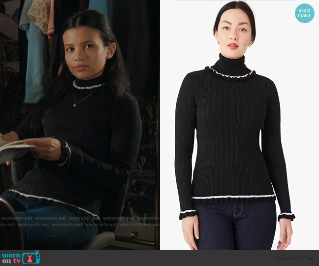 Kate Spade Ruffle Turtleneck worn by Jackie Howard (Nikki Rodriguez) on My Life with the Walter Boys