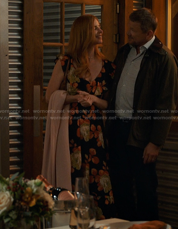 Katherine’s black floral print dress on My Life with the Walter Boys