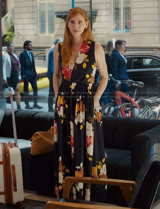 Katherine’s black floral print dress on My Life with the Walter Boys
