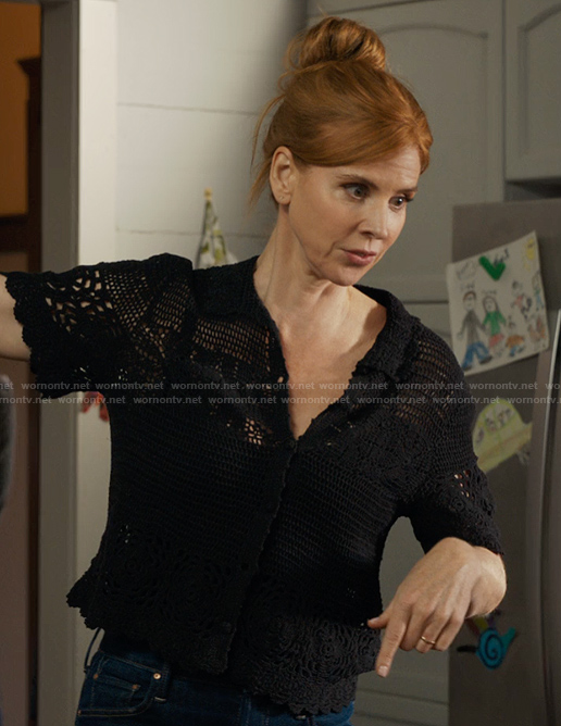 Katherine’s black lace top on My Life with the Walter Boys