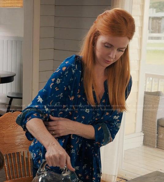 Katherine’s blue floral print blouse on My Life with the Walter Boys