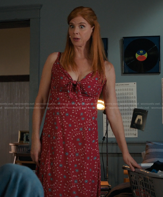 Katherine’s red floral dress on My Life with the Walter Boys