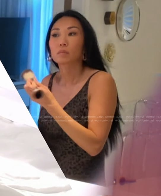 Katie’s leopard print slip dress on The Real Housewives of Orange County