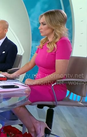 Kelly O’Grady’s pink short sleeve dress on CBS Mornings