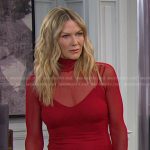 Kristen’s red long sleeved sheer dress on Days of our Lives