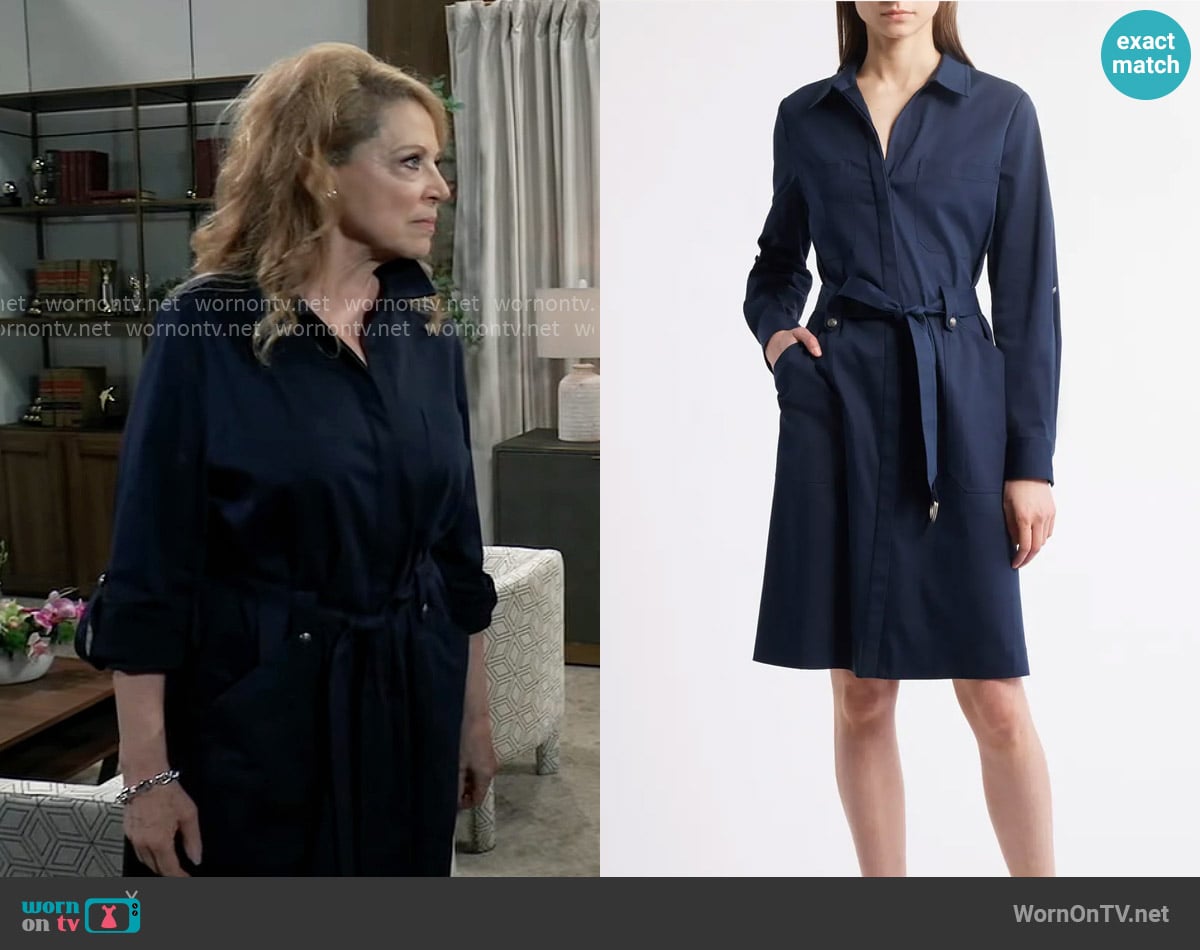 Kobi Halperin Caryss Dress in Indigo worn by Liesl Obrecht (Kathleen Gati) on General Hospital