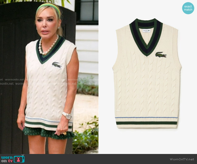 Lacoste Unisex Cable Knit Sweater Vest in Organic Cotton worn by Marysol Patton (Marysol Patton) on The Real Housewives of Miami