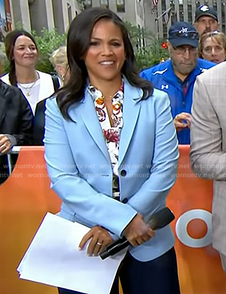 Laura’s floral blouse and blue blazer on Today