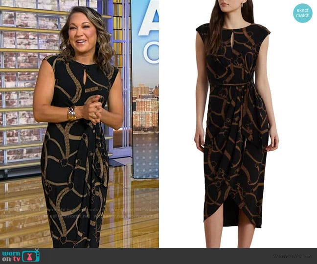 Lauren Ralph Lauren Printed Jersey Faux Wrap Dress worn by Ginger Zee on Good Morning America