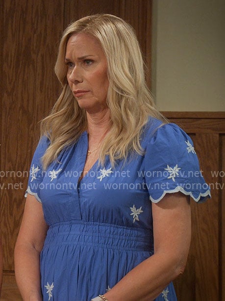Leanne’s blue embroidered dress on Leanne