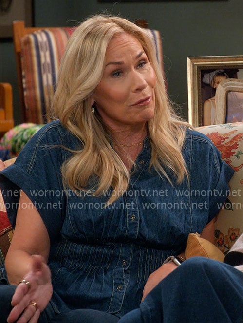 Leanne’s denim peplum shirt on Leanne