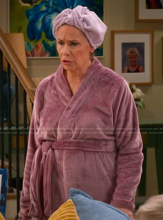 Leanne’s purple fleece robe on Leanne