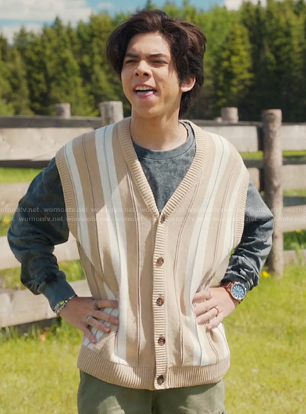 Lee’s striped vest on My Life with the Walter Boys
