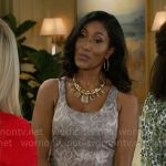 Leslie’s snake print dress on Beyond the Gates