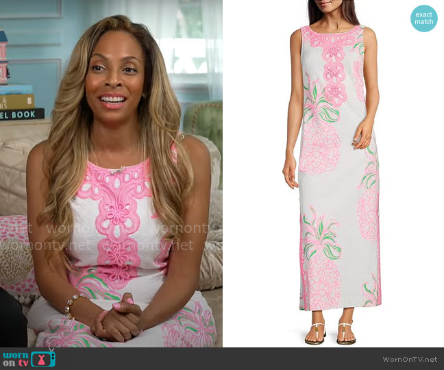 Lily Pulitzer Marleigh Stretch Butterfly Jacquard Crew Neck Sleeveless Shift Dress worn by Jamie Arty on CBS Mornings