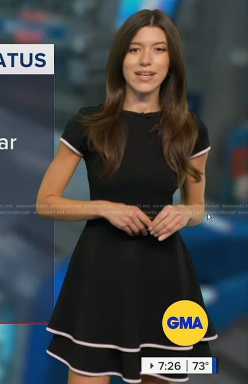 Lindsay Tuchman’s black contrast trim dress on Good Morning America