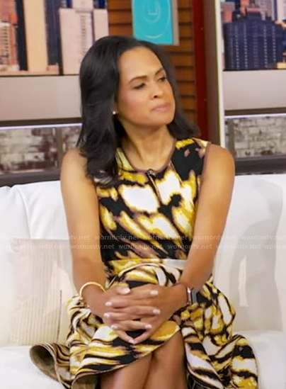 Linsey’s butterfly print sleeveless dress on Good Morning America