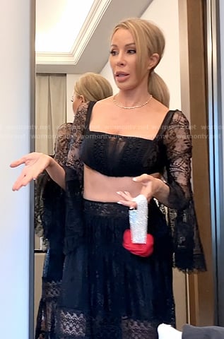 Lisa’s black cropped lace top on The Real Housewives of Miami