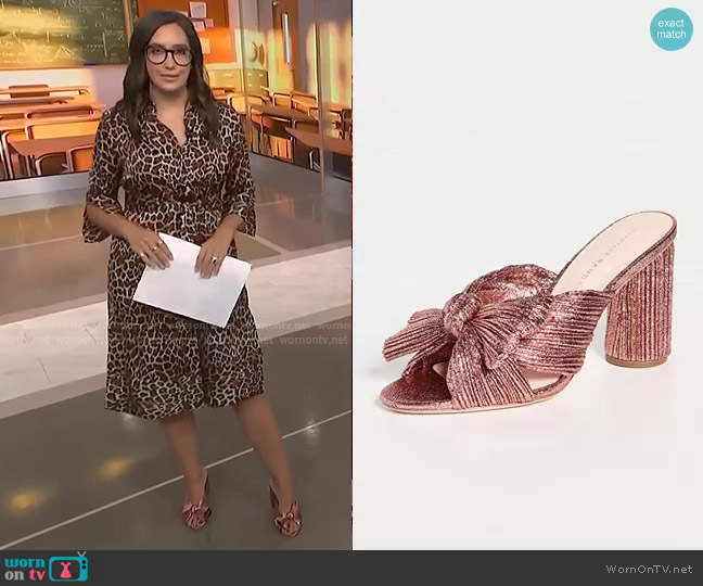 Loeffler Randall Penny Pleated Bow Sandals worn by Savannah Sellers on NBC News Daily