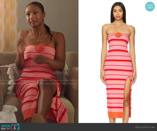 Lovers and Friends Delara Midi Dress in Pink & Red Multi
