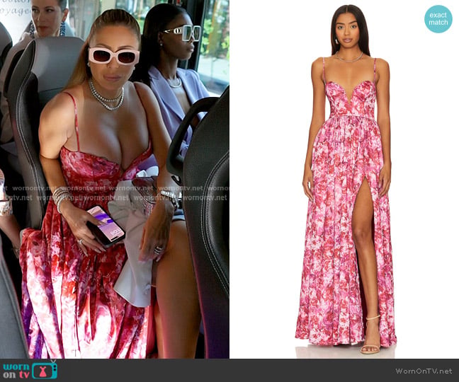Lovers and Friends Mallory Gown in Monet Floral worn by Larsa Pippen (Larsa Pippen) on The Real Housewives of Miami