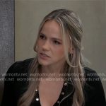Lulus’s black buttoned front v-neck top on General Hospital