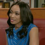 Madison’s blue striped top on Beyond the Gates
