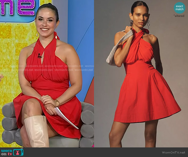 Maeve Twist Halter Tie-Neck Mini Dress worn by Donna Farizan on Today