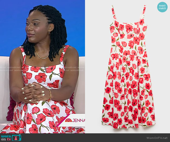 Mango Flared Cotton Dress in Off White worn by Minaa B. on Today